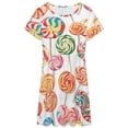 thumbnail image 3 of Pastel Rainbow Lollipop Sundress Short Sleeve Dress Summer Women Clothes Dress for Women Dresses, 3 of 7