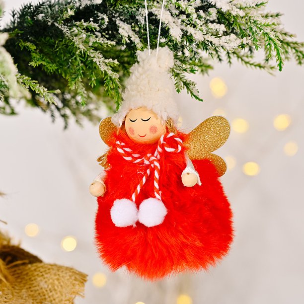 Puntoco, decoración navideña, lazo de Navidad, bola de peluche, colgante de Ángel, árbol de Navidad, colgante de Ángel para niña Puntoco Puntoco-204