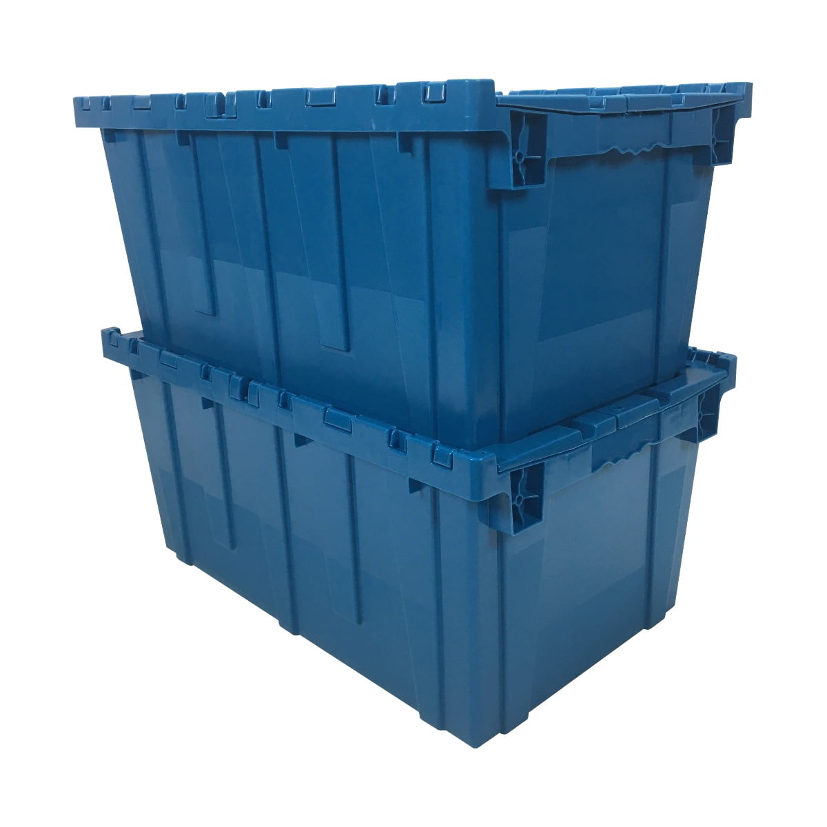 uBoxes Storage and Packing Plastic Tote Crate Attached Lid Flip Top, 27"x17"x12"