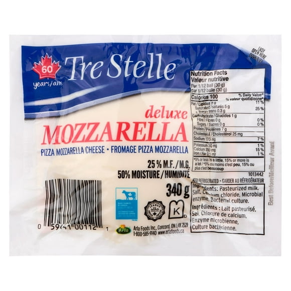 Fromage pizza mozzarella boule de luxe de Tre Stelle 340g