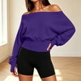 thumbnail image 2 of cocolona Off Shoulder Cropped Sweatshirts for Women Solid Color Long Sleeve Casual Shirts Sporty Trendy Fall Outfits, 2 of 7