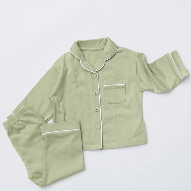 Ropa de dormir de algodón liso de manga larga para niño y niña, conjunto de pijamas de ocio Simple y holgado, 2 piezas, primavera y otoño, novedad