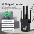 thumbnail image 2 of HUOEPU WiFi Extender Signal Booster, 1200Mbps Dual Band 6 High-Gain Antennas Signal Booster with LAN/WAN Ports, AP/Repeater Modes for Home & Office Use, Black, 2 of 17