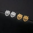 thumbnail image 2 of Crown Lion Stud Earring for Women Men Stainless Steel Animal Ear Studs Jewelry, 2 of 7