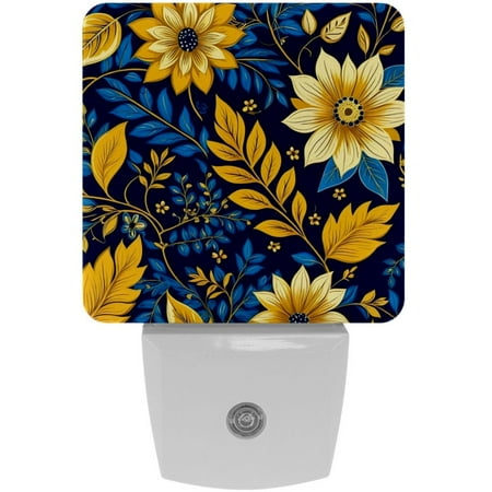 

Night Lights Plug Into Wall [2 Pack] Night Light for Kids LED Nightlight with Dusk to Dawn Sensor for Bathroom Decor Children Room Paisley Vintage Golden Ethnic Flower