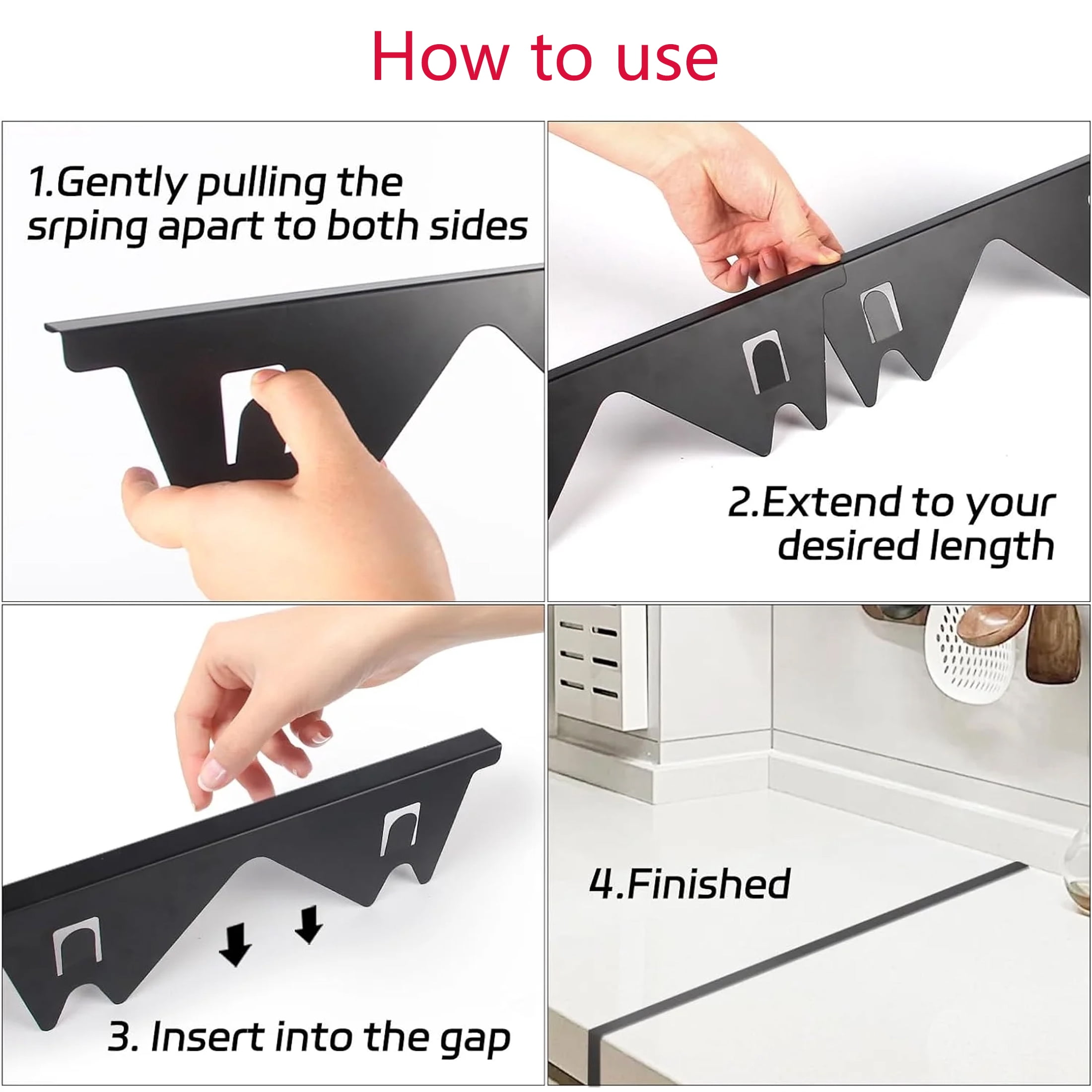 2 Pcs Stove Gap Covers, Stainless Steel Counter Stove Gap Filler Adjustable 13.8"to 27.6" for Kitchen