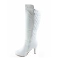 thumbnail image 2 of Women's Quilted Round Toe High Heel Platform Mid-Calf Knee High Boots Shoes, 2 of 2