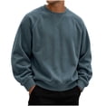 thumbnail image 3 of Fengqque Men Oversized T Shirts Corduroy Baggy Crewneck Streetwear Sweatshirt Long Sleeve Tee Shirts Top Navy M, 3 of 8