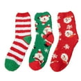 thumbnail image 2 of Gkeoshab Womens Socks 3 Pairs Women's Christmas Fuzzy Microfiber Socks Pattern Warm Fluffy Sleeping Socks Size 6-9 Cozy Home Slipper Socks Perfect Gifts, 2 of 6