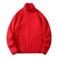 thumbnail image 2 of Tawop Men's Jacket Stand Collar Cotton Long Sleeve Zip Pockets Solid Mens Clothing,Red,M, 2 of 7
