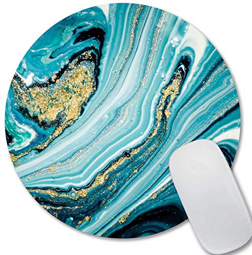 Royal Up Print Blue Geode Marble Custom Mouse Pad Office Desktop or Gaming Mouse Mat Keyboard Pad Waterproof Material Non-Slip Personalized Round Mouse pad