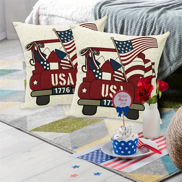 4th Of July Cushion Covers Star Flag Patriotics Cushion Covers 4th Of July Decor For For Sofa Bedroom Home Decor