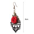 thumbnail image 5 of UDIYO 1 Pair Women Fashion Lace Red Rose Hollow Dangle Hook Earrings Jewelry Gift, 5 of 7