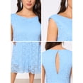 thumbnail image 5 of DARING DIVA Women's Boat Neck Vintage Formal Wedding Guest Lace Dress L Sky Blue, 5 of 5