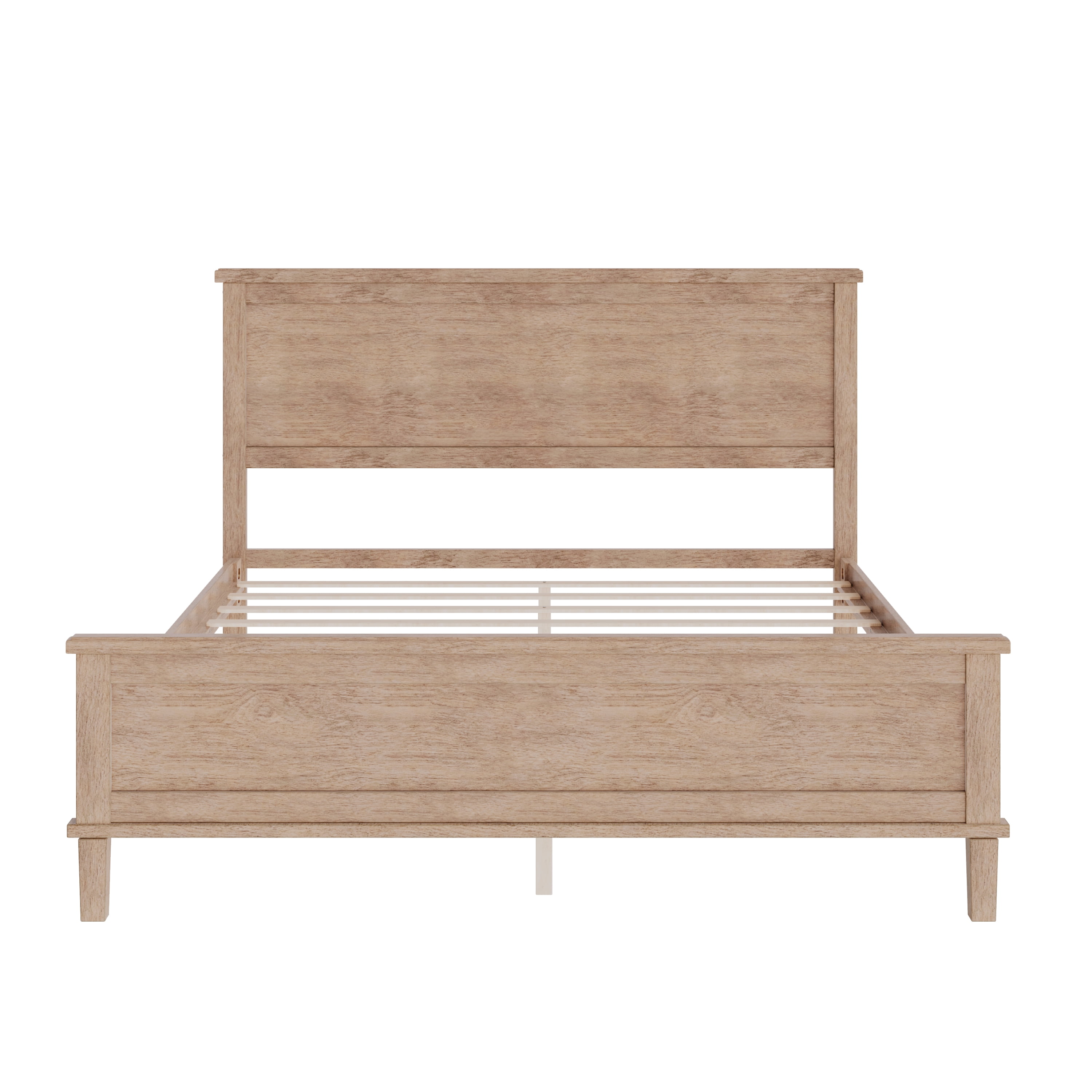 Harper & Bright Designs Full Size Platform Bed, Mid-Century Wooden Bed Frame with Headboard and Tapered Legs for Bedroom, Seadrift