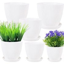 7.5/6.6/5.8/5.1/4.3/3.5 inches Plant Pots Indoor Outdoor,Happon 6 Pack Plant Flower Pots with Drainage Holes and Saucers,Plastic Planters Nursery Pots for Flowers, Herbs, Succulents, and Seedlings