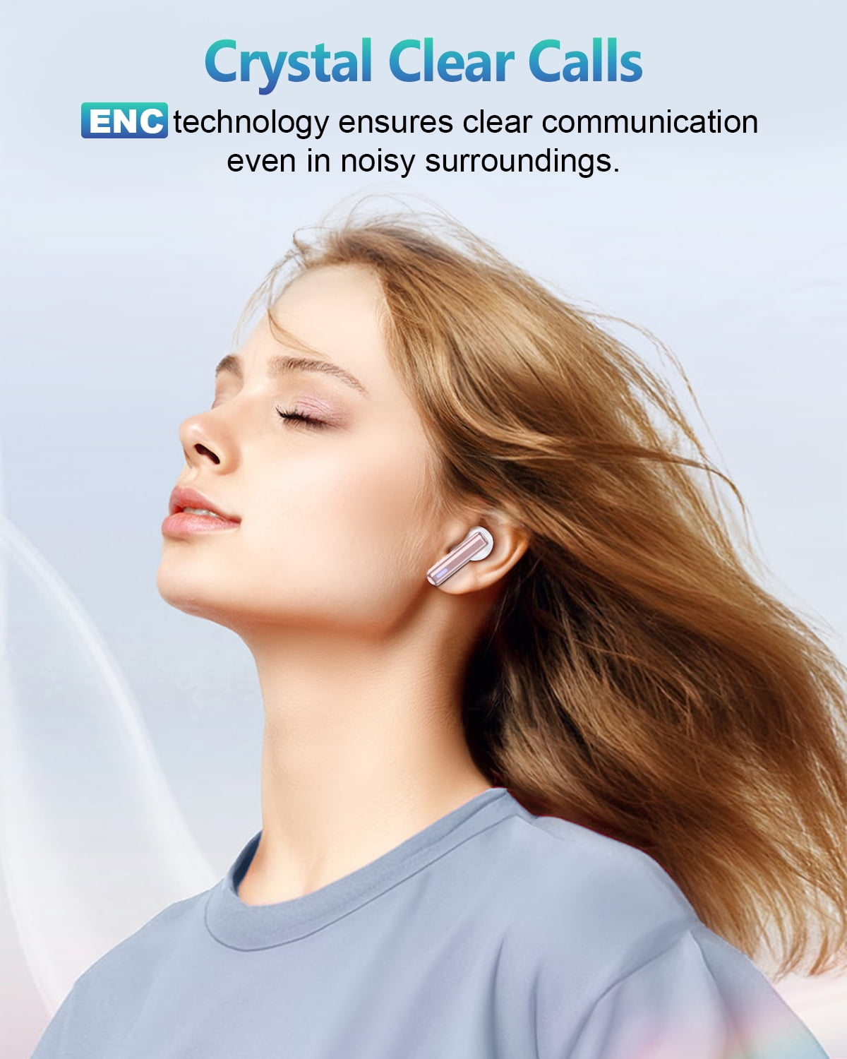 Wireless Earbuds, Bluetooth 5.4 Headphones, EarBuds with Touch Screen, ANC ENC Noise Cancelling Transparency Mode, 50H Stereo Deep Bass, IPX7 Waterproof, Clear Calls, 5 EQ for iOS Android