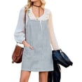 thumbnail image 4 of Women Summer Striped Casual Denim Dress Sleeveless Denim Dress with Pockets, 4 of 6
