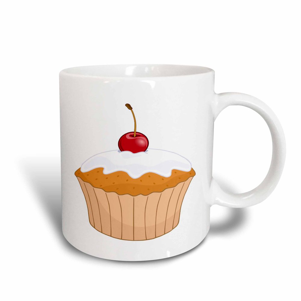 3dRose Huge Vanilla Cupcake With Cherry On Top, Ceramic Mug, 15ounce