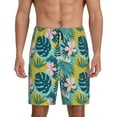 thumbnail image 2 of Picia Tropical Floral Pajama Shorts for Men, Men's Pajama Bottoms, Sleepwear,Short Pajama Pants-3X-Large, 2 of 9