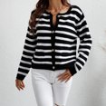 thumbnail image 1 of Suéter De Punto Con Cuello Redondo Suéteres con botones para mujer, cárdigan de ganchillo de manga larga, camisa elegante, ropa de abrigo Kuymtek Xl Negro para Mujer, 1 of 6