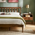 thumbnail image 3 of Mopio Ted Queen Bed Frame with Headboard, Full Size Bed Frame, Mid Century Modern Acacia Solid Wood Platform Bed Frame, Wooden Bed Slats, No Box Spring Needed, Double Metal Bar Support, Walnut, 3 of 9
