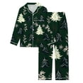 thumbnail image 3 of Christmas Pajamas for Women Set 2025 Silk Long Sleeve Button Collared Sleep Shirt and Pants Pjs Set Womens Pajama Sets, 3 of 6