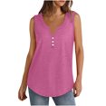 thumbnail image 2 of Admvng Tops for Women Trendy Summer Large Solid V-Neck Loose Casual Button Tank Top S-5XL, 2 of 8