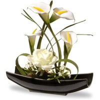 11" White Rose and Calla Lily Flowers