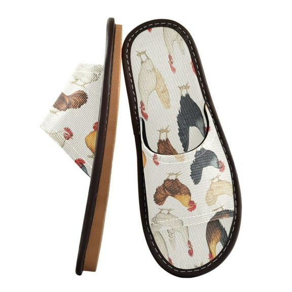 Unisex Travel Sandals House Slippers Includes Free Storage Bag for Hotel, Travel, Home Chickens Pattern