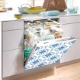 thumbnail image 5 of Dailycode Dishwasher Magnet Cover Magnetic Fridge Door Cover Home Kitchen Decor, Indigo Damask Wallpaper Design, 23"x 26", 5 of 6