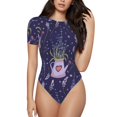 thumbnail image 2 of Goofa Lavender Flowers Printed Women Rash Guard Short Sleeve,Tummy control Swimsuit Surfing Swimsuit Bathing Suit One Piece Swimsuit UPF 50-X-Large, 2 of 9