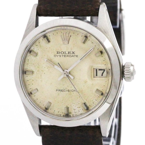 Pre-Owned ROLEX Oyster Date Precision 6466 Steel Hand-Winding Mid Size Watch Vintage (Fair)
