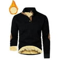 thumbnail image 3 of Mens Casual Sherpa Lined Thermal Sweatshirt Long Sleeve Stand Collar 1/4 Button Up Pullover Fall Sweaters,Color:Black,Size:3XL, 3 of 7