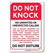 Do Not Knock Do Not Disturb Sign - No Soliciting - 10"x7" - .040 Rust Free Aluminum - Made in USA - UV Protected and Weatherproof - A81-279AL