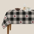 thumbnail image 4 of Checkered Valentines Tablecloth Round 70 Inch,Black Plaid Table Cloth,Stain Resistance Polyester Red Heart Valentine''s Day Table Covers for Kitchen Dining,Small Tablecloth for Parties Picnic, 4 of 6