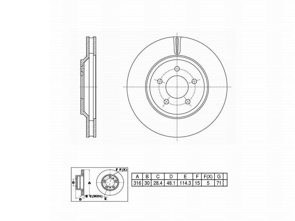 Winstop Brake Rotor, Front WS246053, Ford Mustang 2014-2005