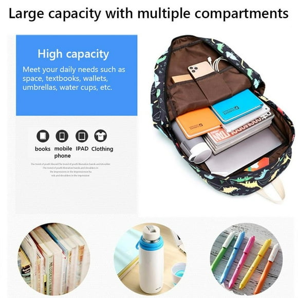 3 Pieces Cute Dinosaur Backpack Set Backpack Lightweight School for Girls Boys Lightweight School Backpack Outdoor Travel Bag for Kids
