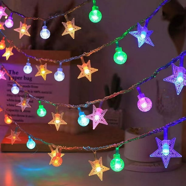 Cadena de luces LED solares para Navidad, vacaciones, carpa para acampar al aire libre, dosel, decoración de bodas, luces de estrellas, luces de bola redondas
