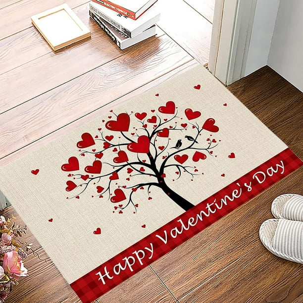 Valentines's Day Heart-shaped Entrance Mat Romantic Welcome Doormat Non-slipss Rug Suitable For Bathroom And Home Front Door Decoration 23.6x15.7 Inches