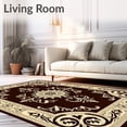 thumbnail image 2 of ODIKA 6'x9' Machine Washable Non-Slip Area Rug, Artisan Medallion Scrollwork with Ornate Baroque Flourish High Traffic Rug with Pad, Brown, 570455, 2 of 8