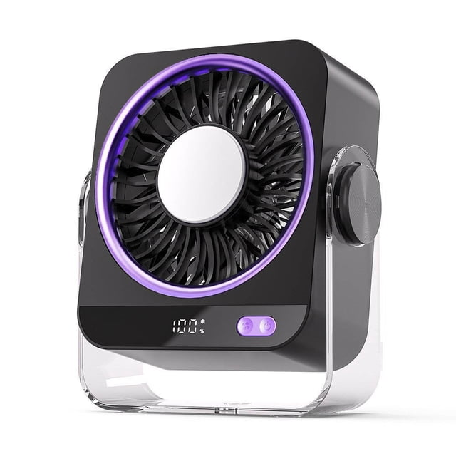 Sokhug Rechargeable USB Personal Ice Cooling Desk Fan with 5 Speeds Portable for Bedroom Office, Black