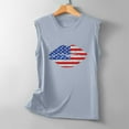 thumbnail image 5 of Usmisi 4th of July Tank Tops Independence Day Patriotic Regular Fit Racerback Shirts Vest Womens Fashion Lips Flag Print Crewneck Sleeveless Summer Blouses Gray l, 5 of 5