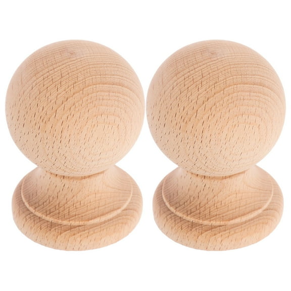 HONMEET 2Pcs Solid Hardwood Bed Post Caps Khaki Wood Ball Finials for Home Decor