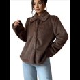 thumbnail image 2 of Abrigos de Invierno para Mujer, Modernos, de Larga, con Solapa y Pelo Sintético, para Otoño. Marrón L, 2 of 9