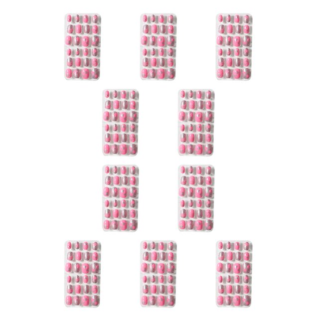 Minnieouse 1 Juego de uñas para niños de longitud media Prensa en palo Color sólido Herramienta de belleza artificial Suministros de salón Kit Diez 10piezas
