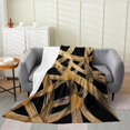 thumbnail image 1 of Erosebridal Contemporary Black Brown Flannel Blanket 60x80, Geometric Stripe Line Sherpa Throw, Abstract Decor, 1 of 7