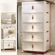 thumbnail image 1 of Caja de almacenamiento, armario de almacenamiento de doble puerta, armario de plástico plegable, caja de almacenamiento de ropa de estilo crema, armario para dormitorio de casa, 1 of 6