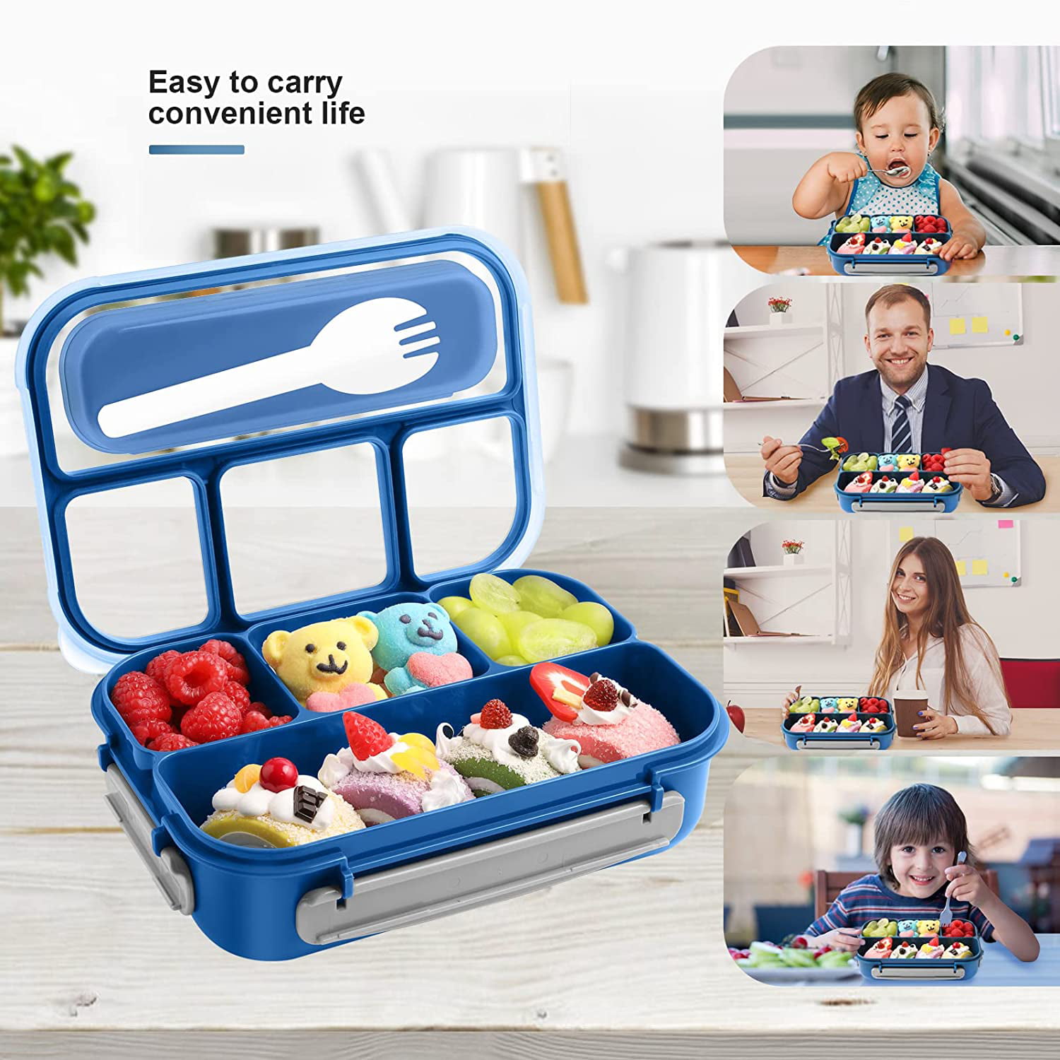 JOYHILL Lunch Box for Kids, Leak Proof Lunch Bento Box with 4-6  Compartment, Lunch Containers BPA-Free Bento Box for Adult Toddler Daycare  School