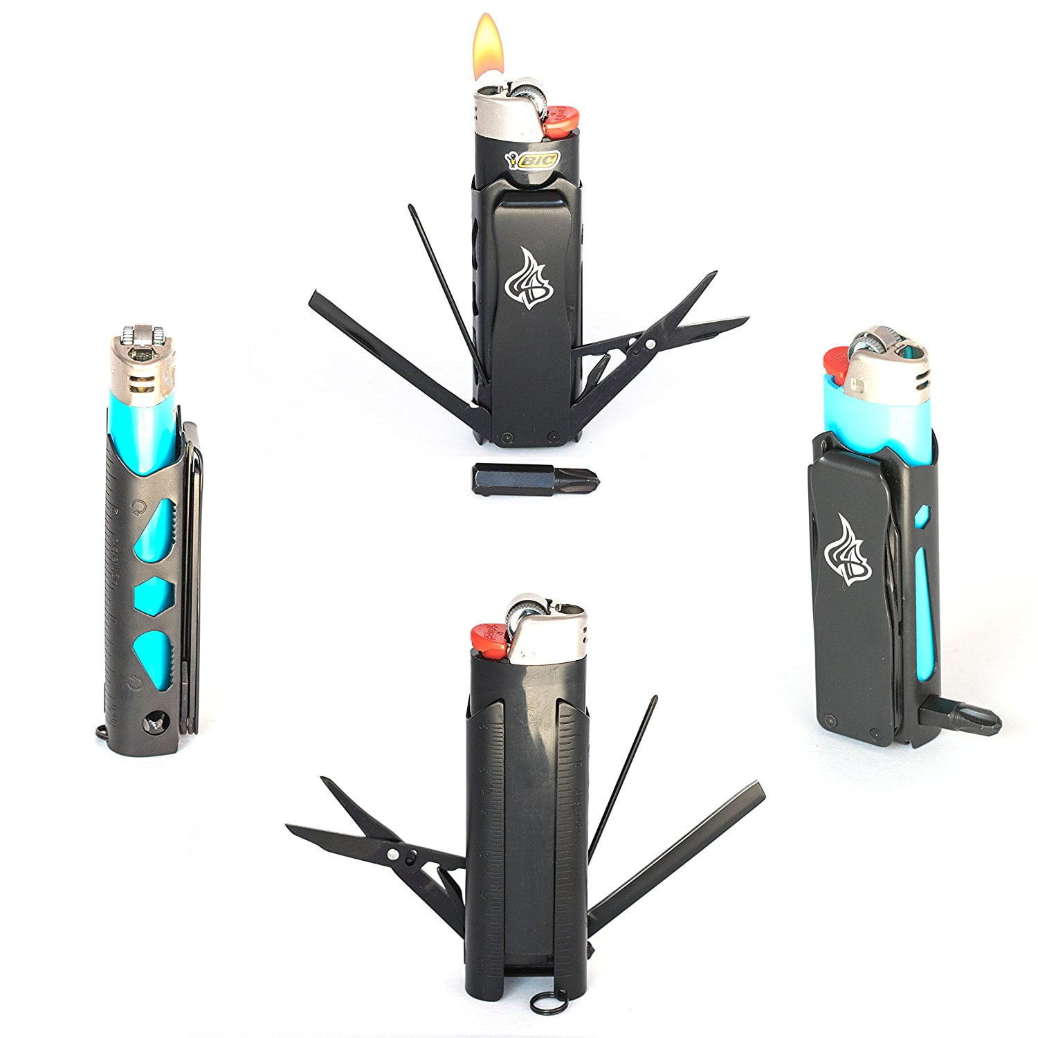 LighterBro PRO Lighter Sleeve Multi-tool Stainless Steel (Black), Razor Sharp Knife -- Easily opens boxes packages --... by